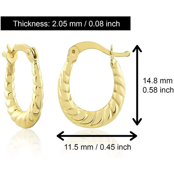 Brand New 10K Gold 14mm Hoop Earrings Mini Lightweight Huggie Real Gold - Picture 7 of 9